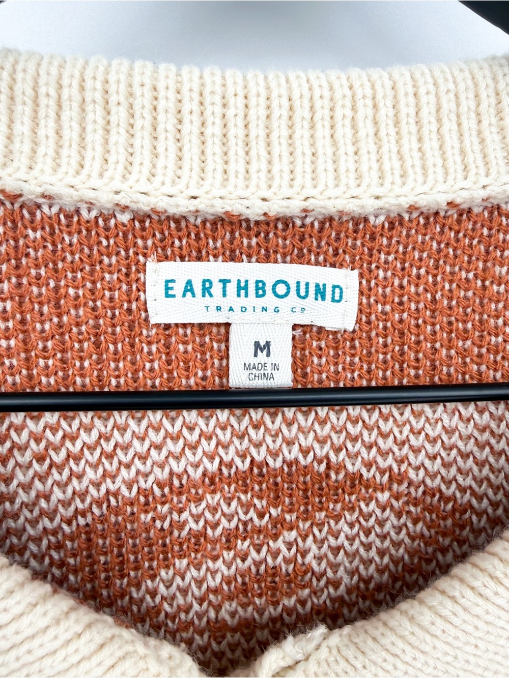Earthbound Trading Co Yin Yang Checkered Cropped Cardigan Brown Cream Medium - Picture 5 of 7